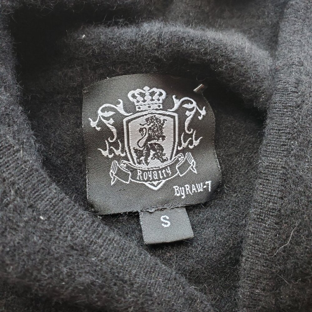 Raw 7 Black 100% Cashmere Bling Full Zip Hoodie - Picture 9 of 15
